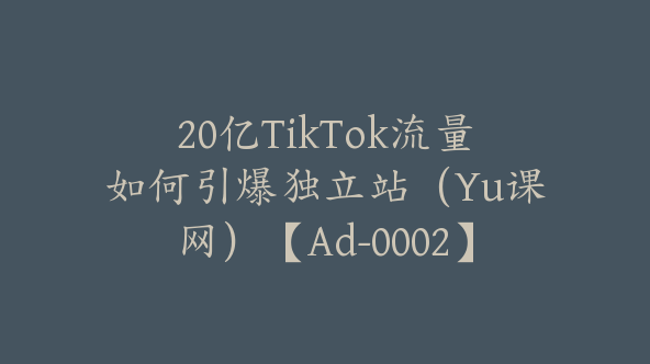 20亿TikTok流量如何引爆独立站（Yu课网）【Ad-0002】