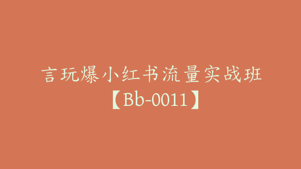 言玩爆小红书流量实战班【Bb-0011】