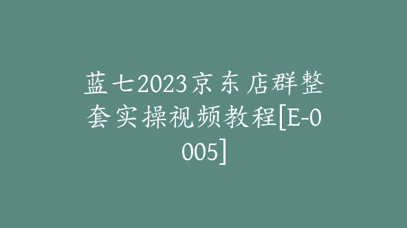 蓝七2023京东店群整套实操视频教程[E-0005]