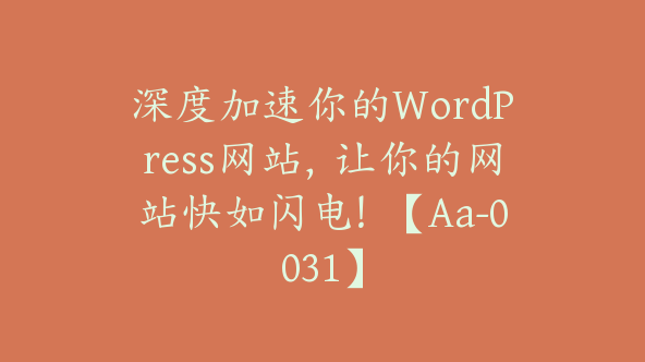 深度加速你的WordPress网站，让你的网站快如闪电！【Aa-0031】