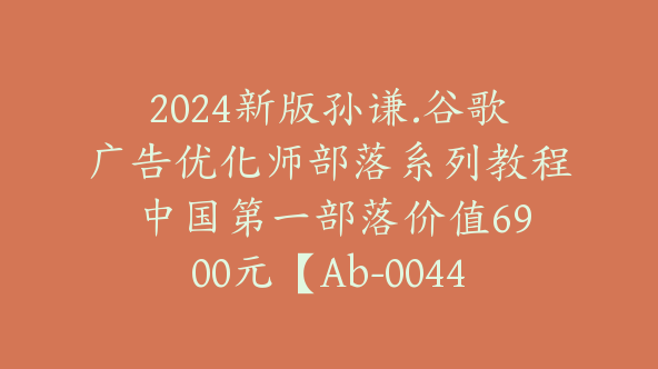 2024新版孙谦.谷歌广告优化师部落系列教程 中国第一部落价值6900元【Ab-0044】