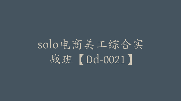 solo电商美工综合实战班【Dd-0021】