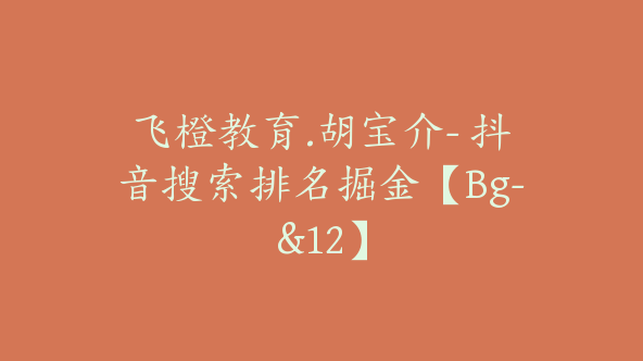 飞橙教育.胡宝介- 抖音搜索排名掘金【Bg-&12】