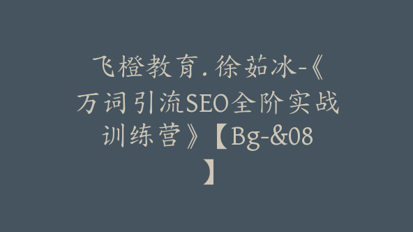 飞橙教育. 徐茹冰-《万词引流SEO全阶实战训练营》【Bg-&08】