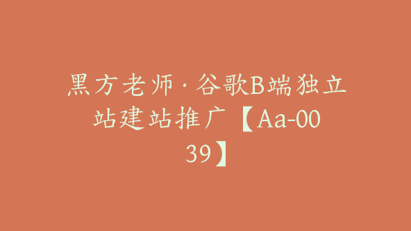 黑方老师·谷歌B端独立站建站推广【Aa-0039】