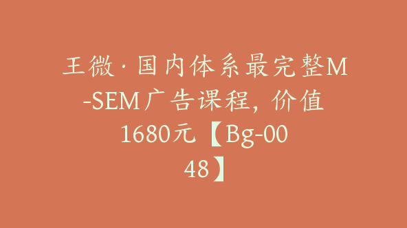 王微·国内体系最完整M-SEM广告课程，价值1680元【Bg-0048】