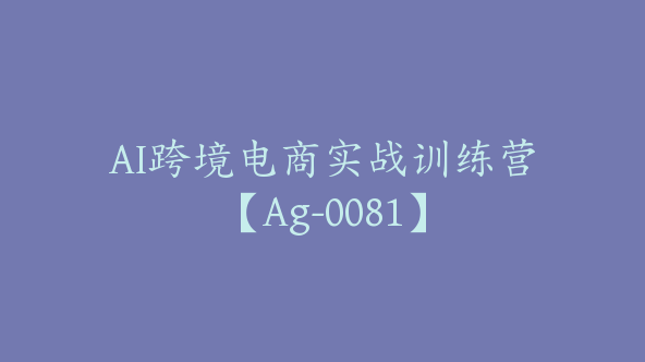 AI跨境电商实战训练营【Ag-0081】