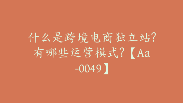 什么是跨境电商独立站?有哪些运营模式?【Aa-0049】