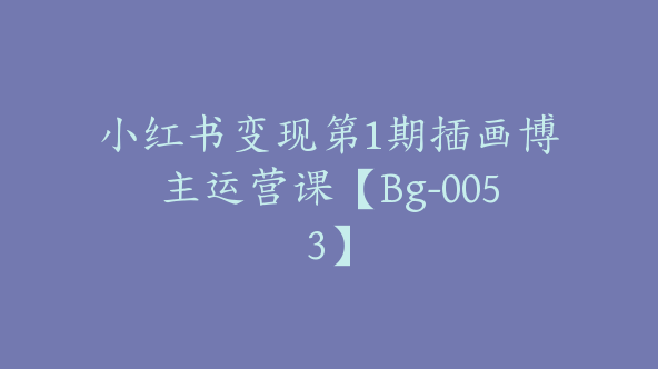 小红书变现第1期插画博主运营课【Bg-0053】