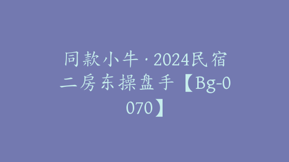 同款小牛·2024民宿二房东操盘手【Bg-0070】