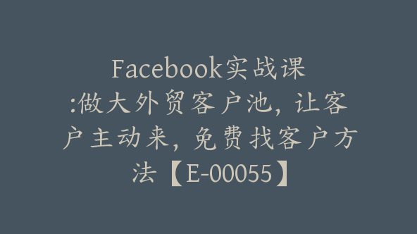 Facebook实战课:做大外贸客户池，让客户主动来，免费找客户方法【E-00055】