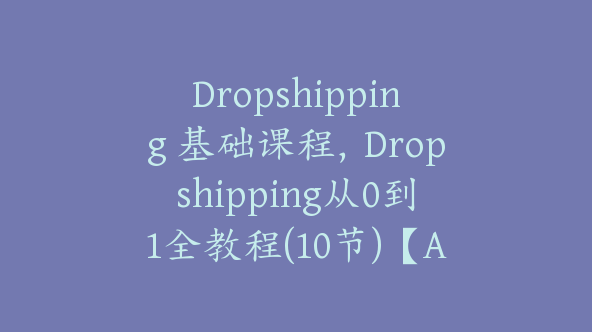 Dropshipping 基础课程，Dropshipping从0到1全教程(10节)【Ag-0114】