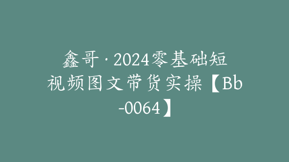 鑫哥·2024零基础短视频图文带货实操【Bb-0064】