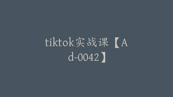 tiktok实战课【Ad-0042】