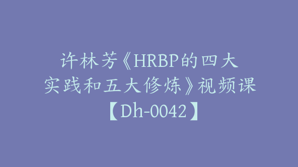 许林芳《HRBP的四大实践和五大修炼》视频课【Dh-0042】