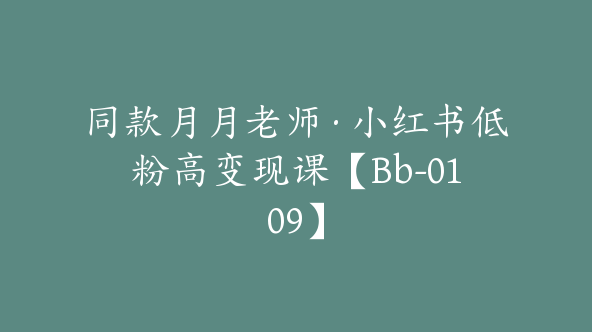 同款月月老师·小红书低粉高变现课【Bb-0109】